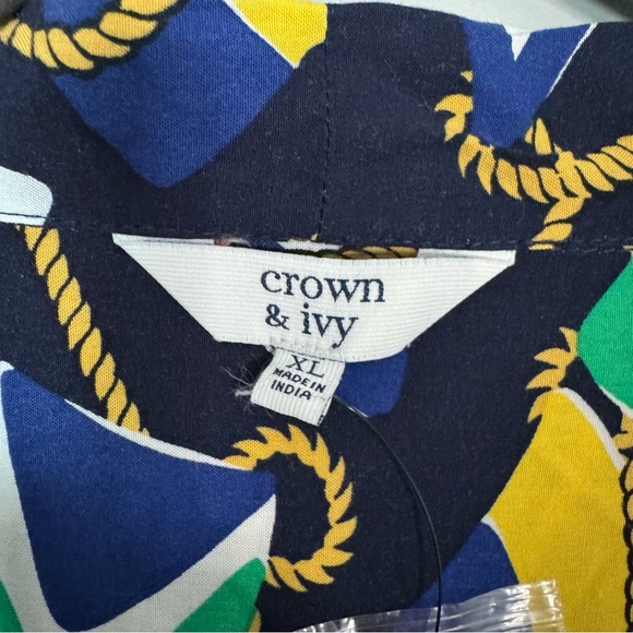NWT Crown&Ivy Nautical Flags Blouse - Picture 4 of 10